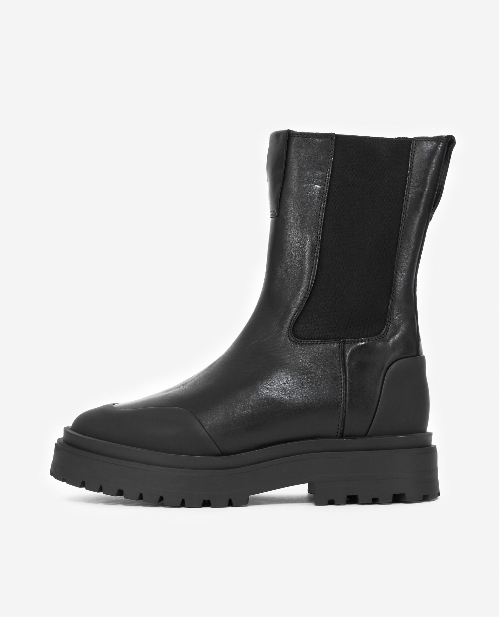 Smooth black leather Chelsea boots with logo, BLACK, hi-res image number null