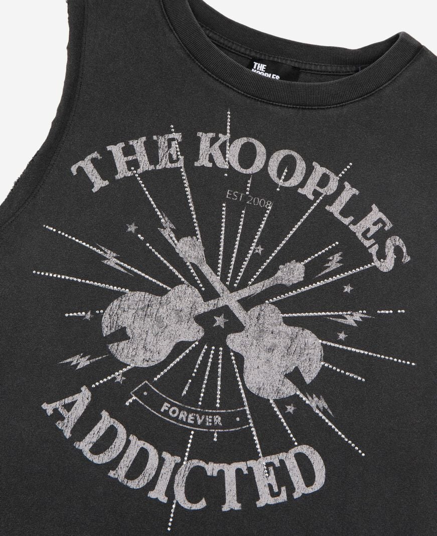 The Kooples WOMEN BLACK WASHED tank top with faded black screen print