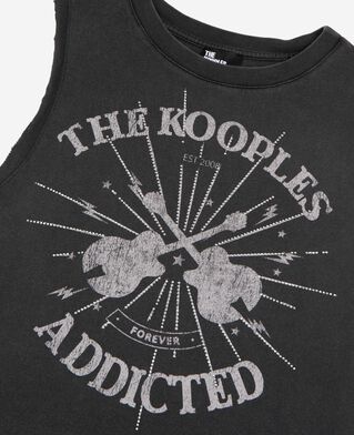 The Kooples WOMEN BLACK WASHED tank top with faded black screen print
