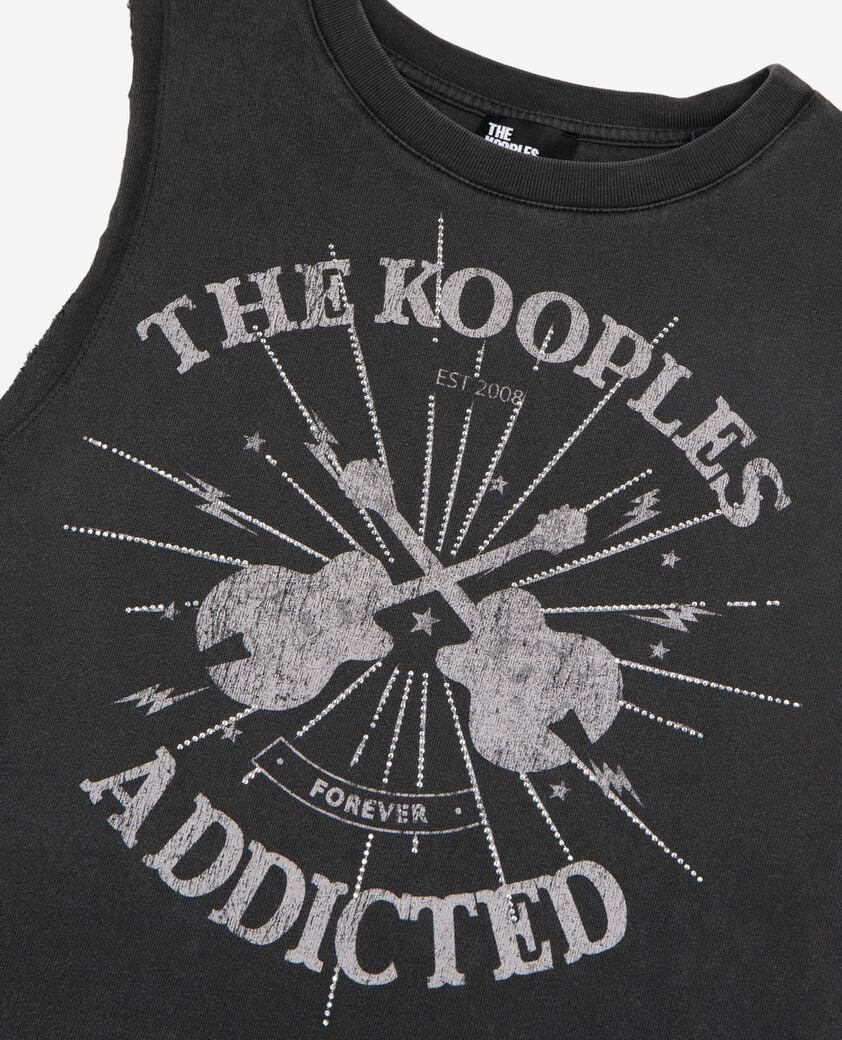 The Kooples WOMEN BLACK WASHED tank top with faded black screen print