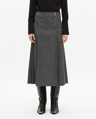 The Kooples WOMEN LIGHT GREY MEL/WHITE black and grey wrap skirt