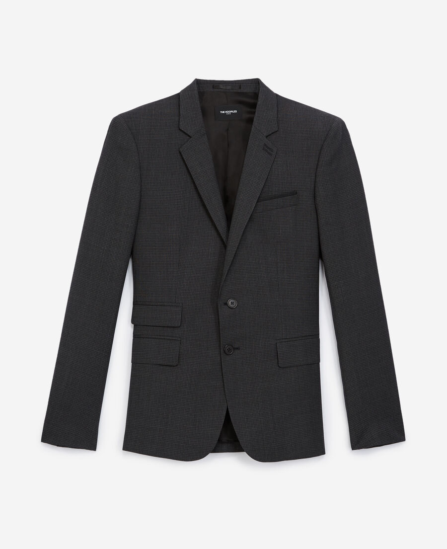 slim-fit gray jacket in micro-check wool
