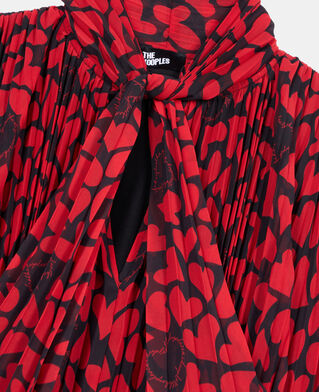 The Kooples FEMME BLACK - RED top pliss&eacute; imprim&eacute; c&oelig;urs