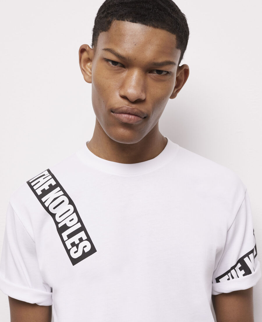 camiseta blanca tape logotipo para hombre