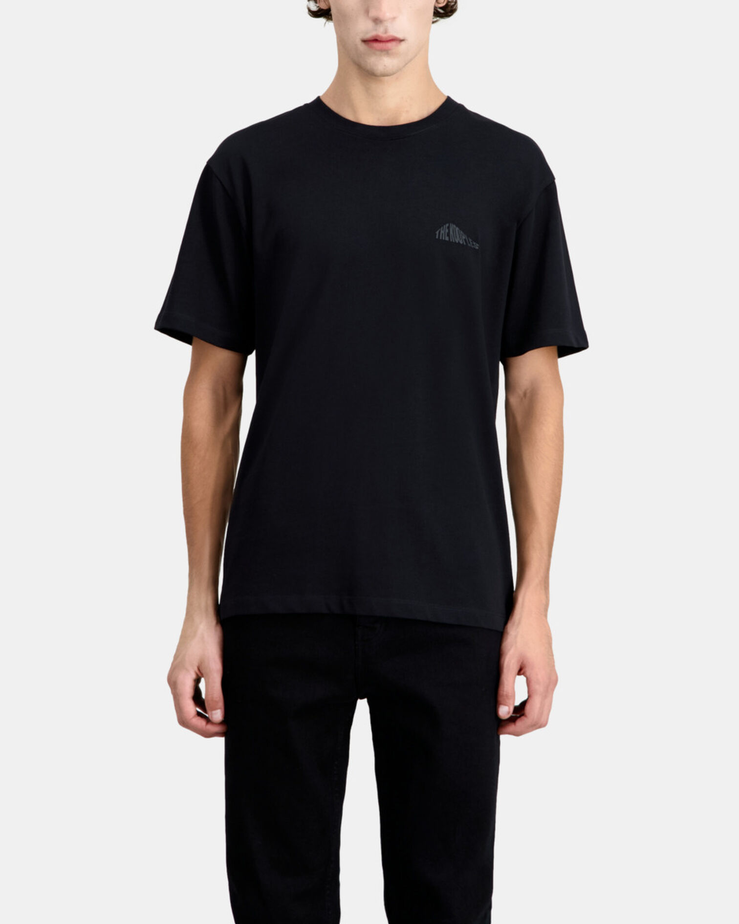 Schwarzes T-Shirt Herren mit Logo-Siebdruck, BLACK, hi-res image number null