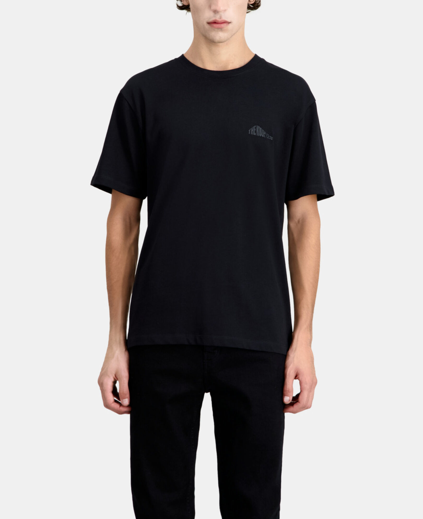 The Kooples MEN BLACK men's black t-shirt with graphic logo serigraphy