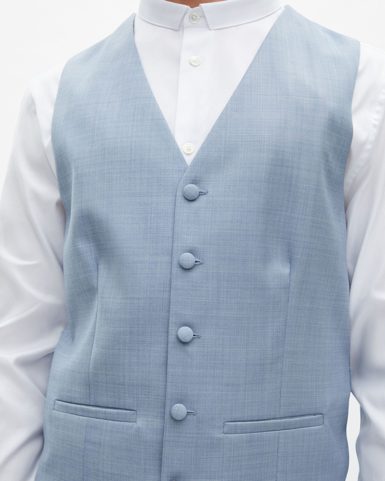 The Kooples MEN BLUE light blue slim fit wool suit vest