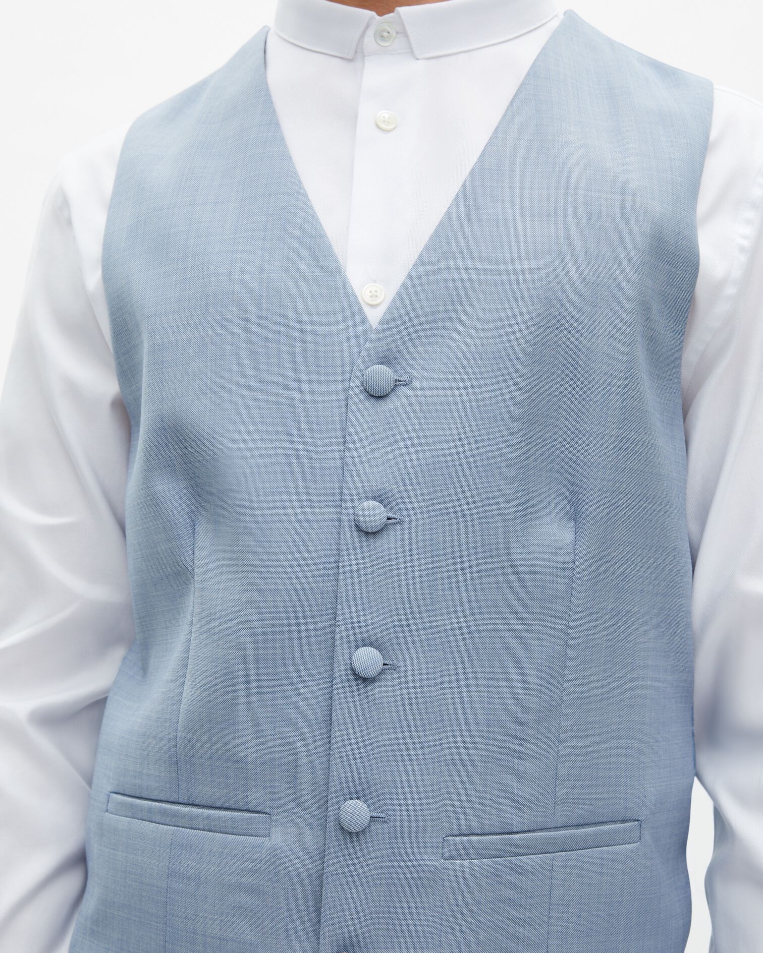 Light blue slim fit wool suit vest, BLUE, hi-res image number null