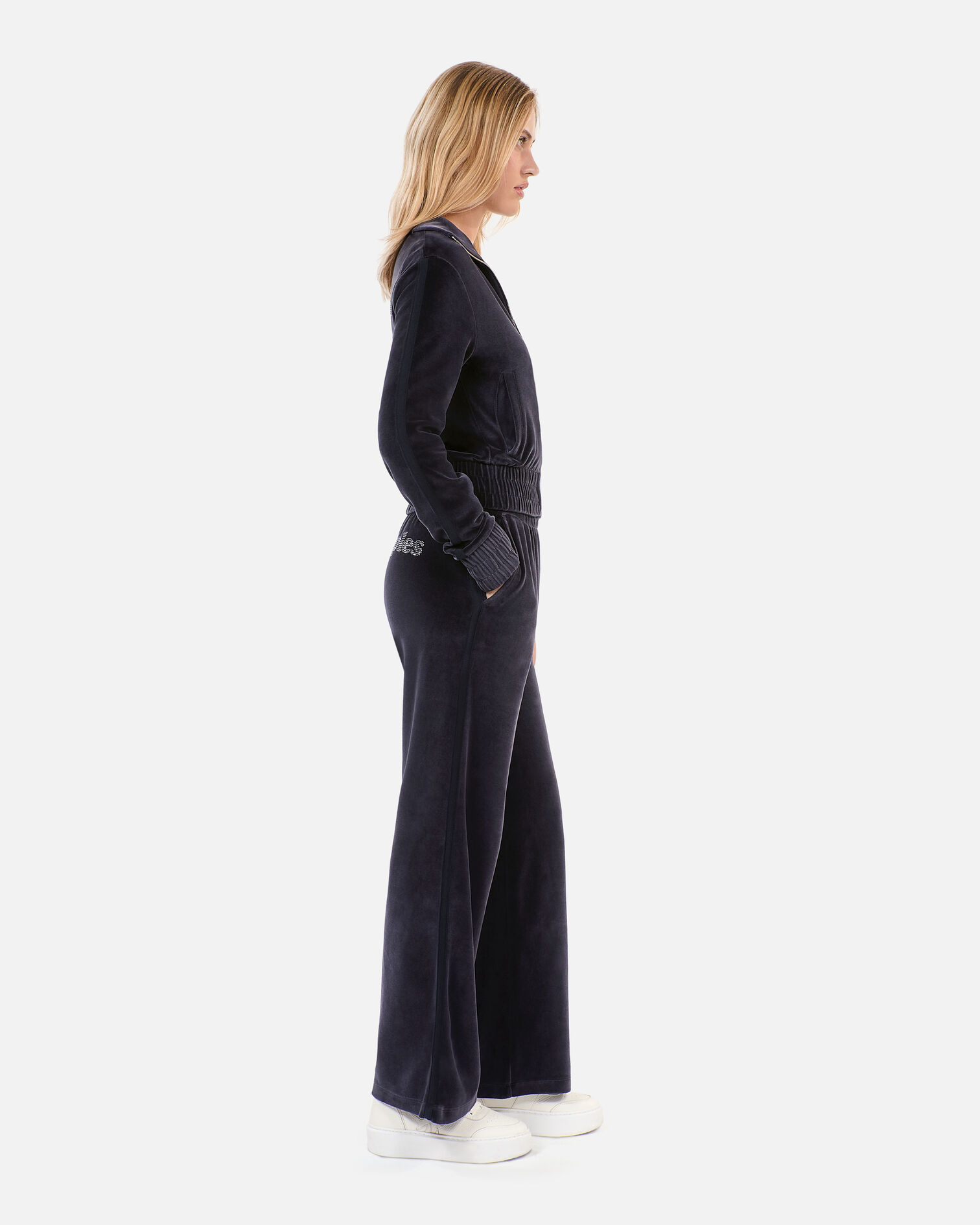 Black velvet tracksuit trousers, BLACK, hi-res image number null