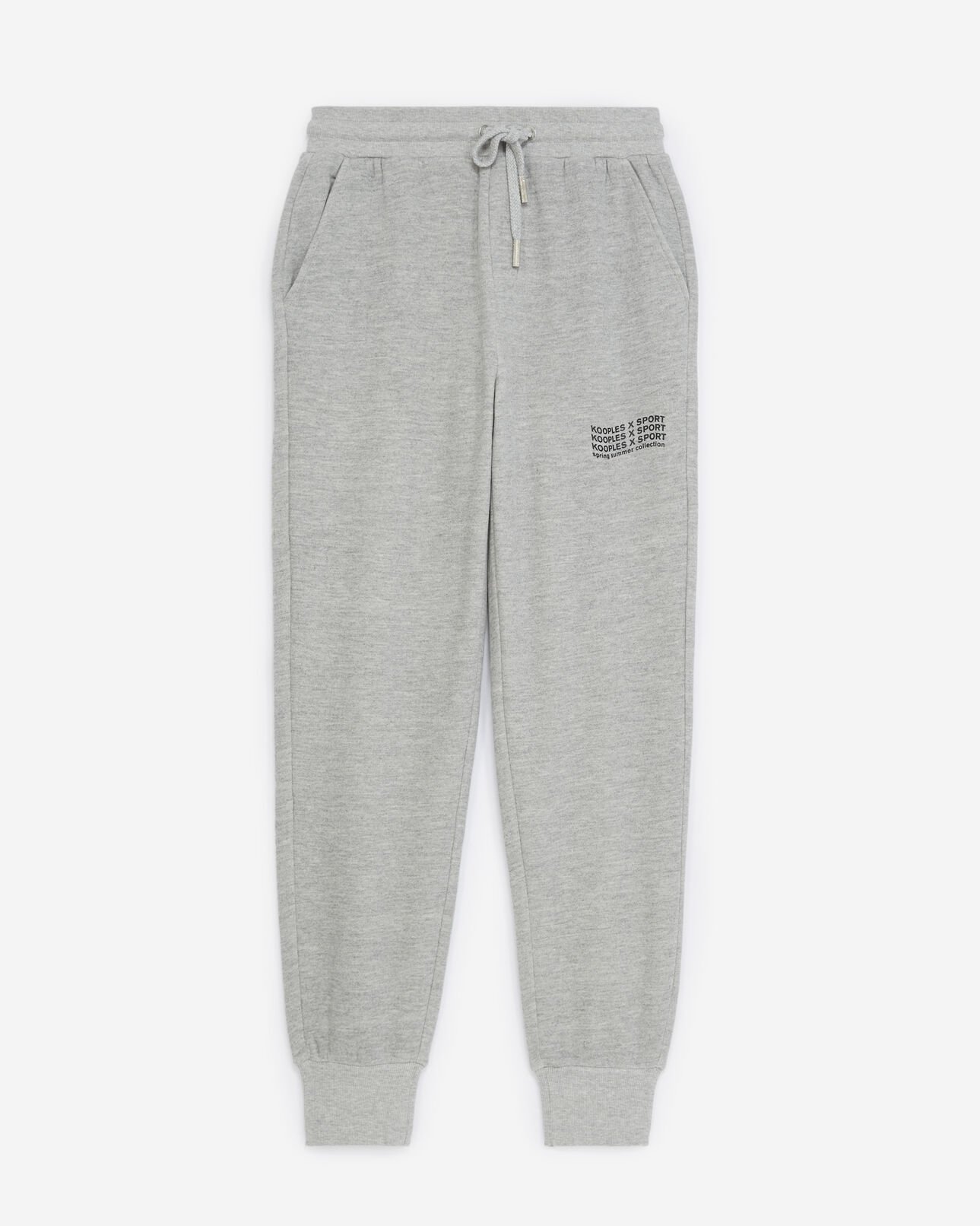 The Kooples FEMME LIGHT GREY MELANGE jogging gris à logo imprimé