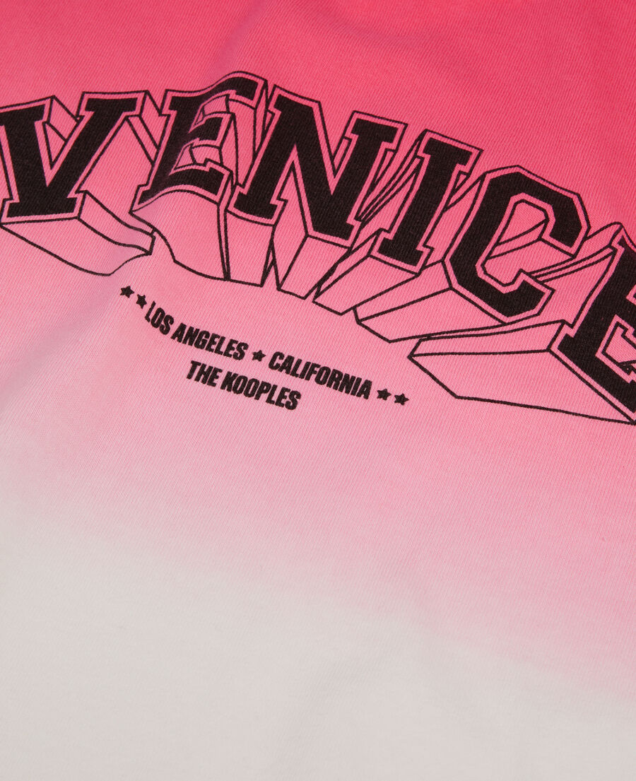 The Kooples F RETRO PINK gradient pink t-shirt with venice serigraphy