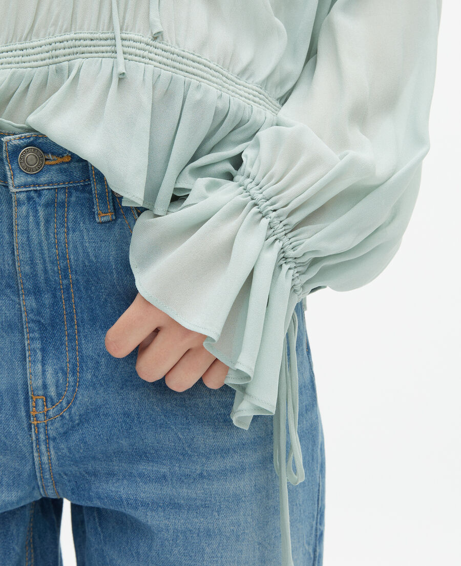 The Kooples F BLUE/GREEN blue blouse with ruffles