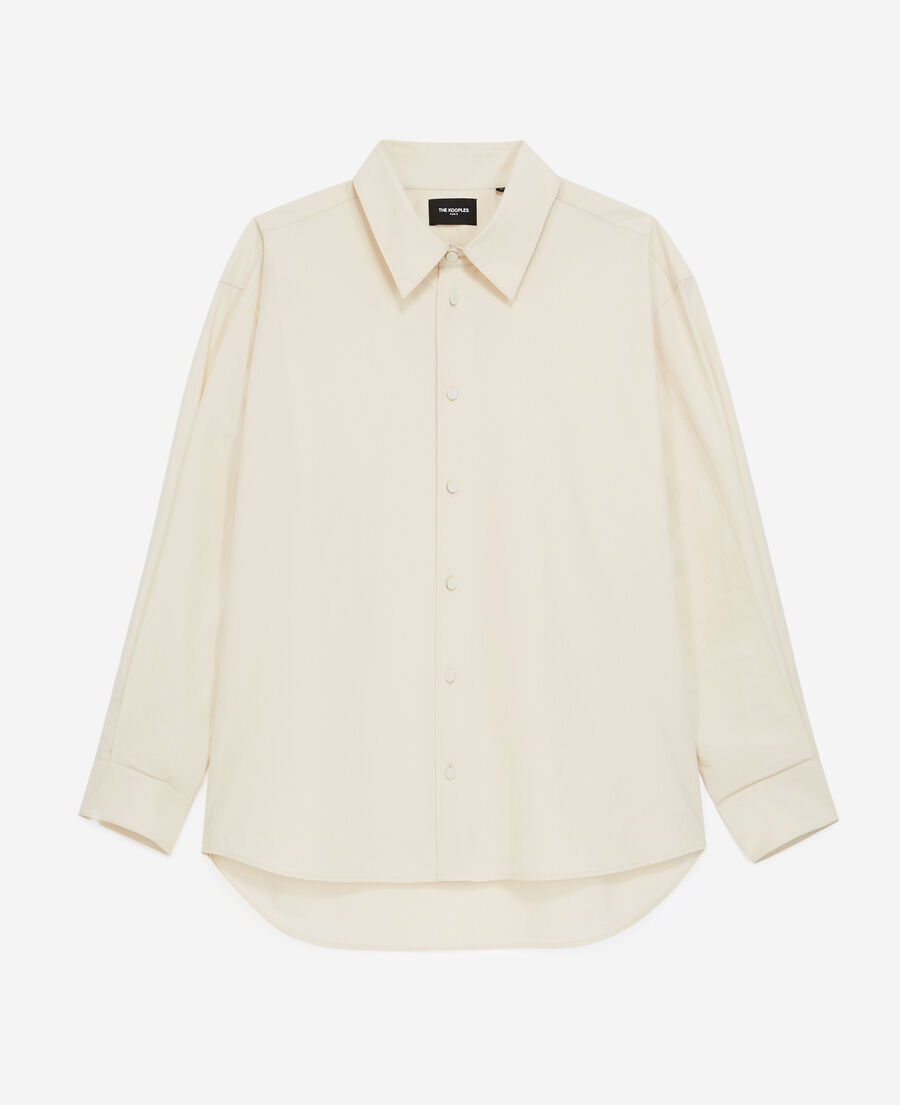 beige shirt with large classic collar