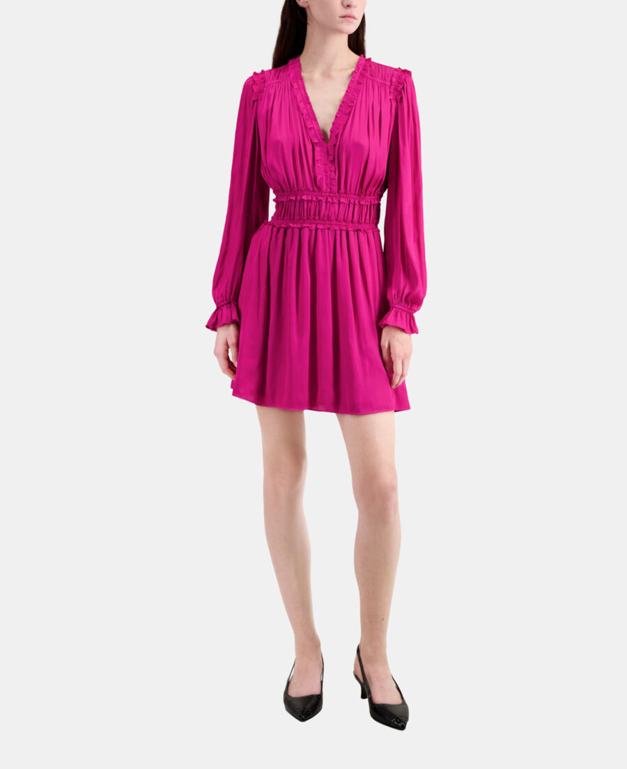 robe courte rose avec fronces