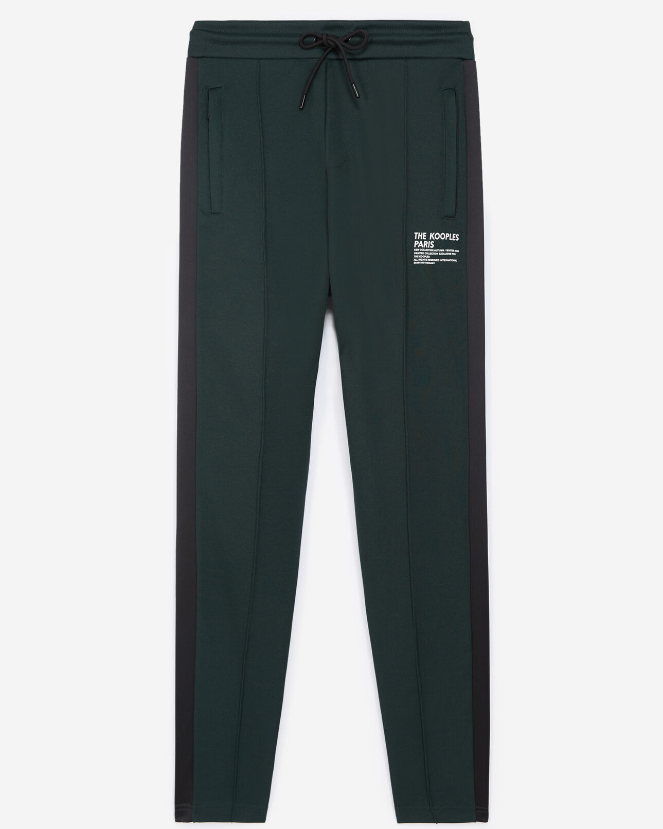 The Kooples HOMME BOTTLE GREEN jogging vert bouteille bande satin grise