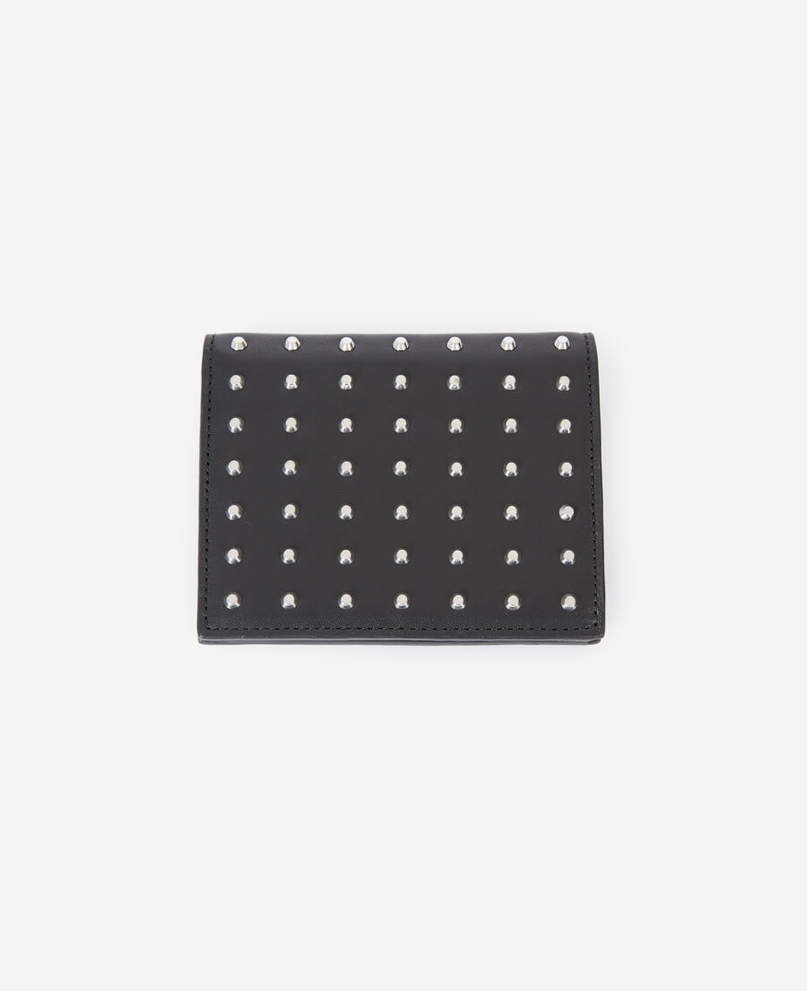 black leather wallet with studs