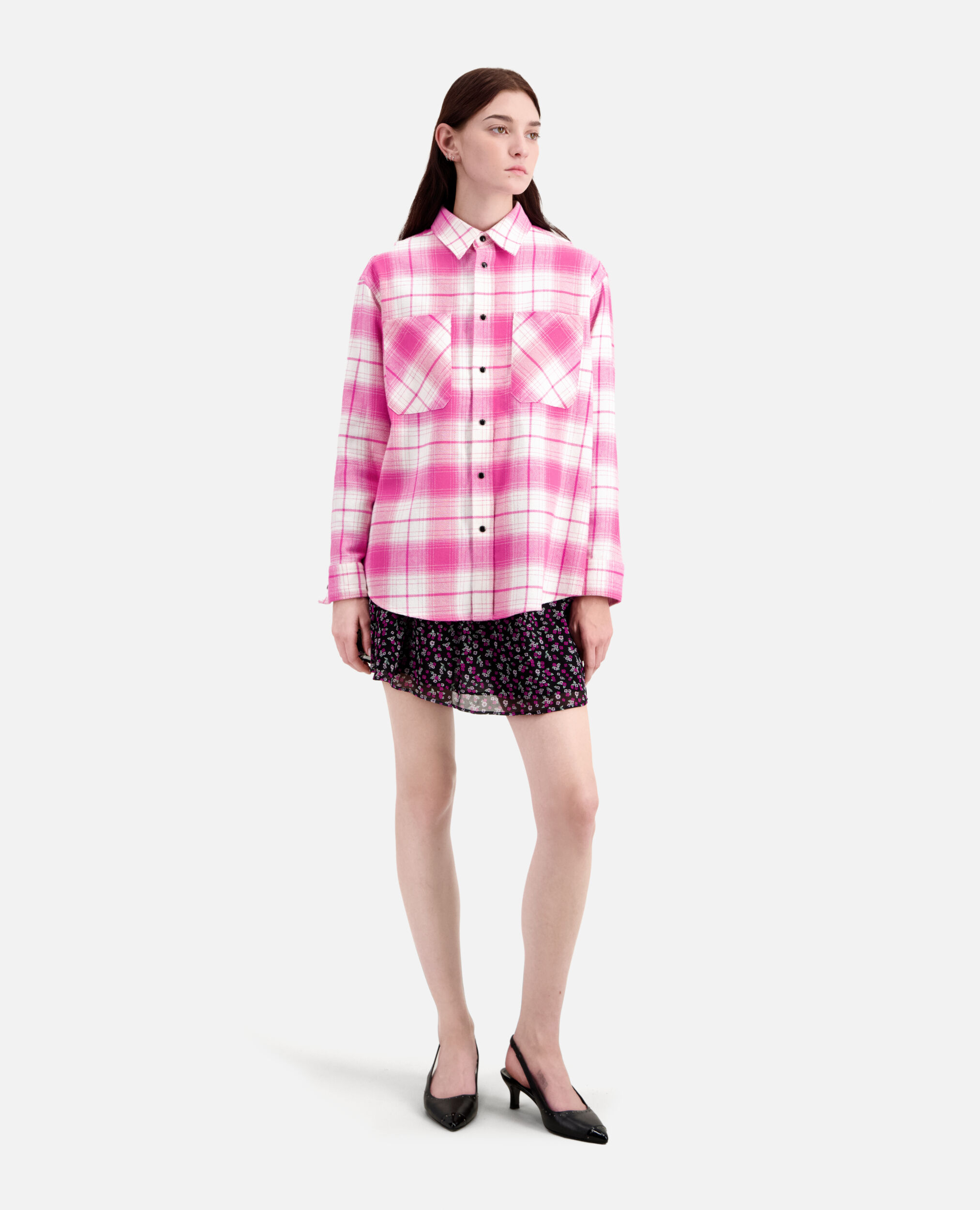 White and pink checkered overshirt, PINK-WHITE, hi-res image number null