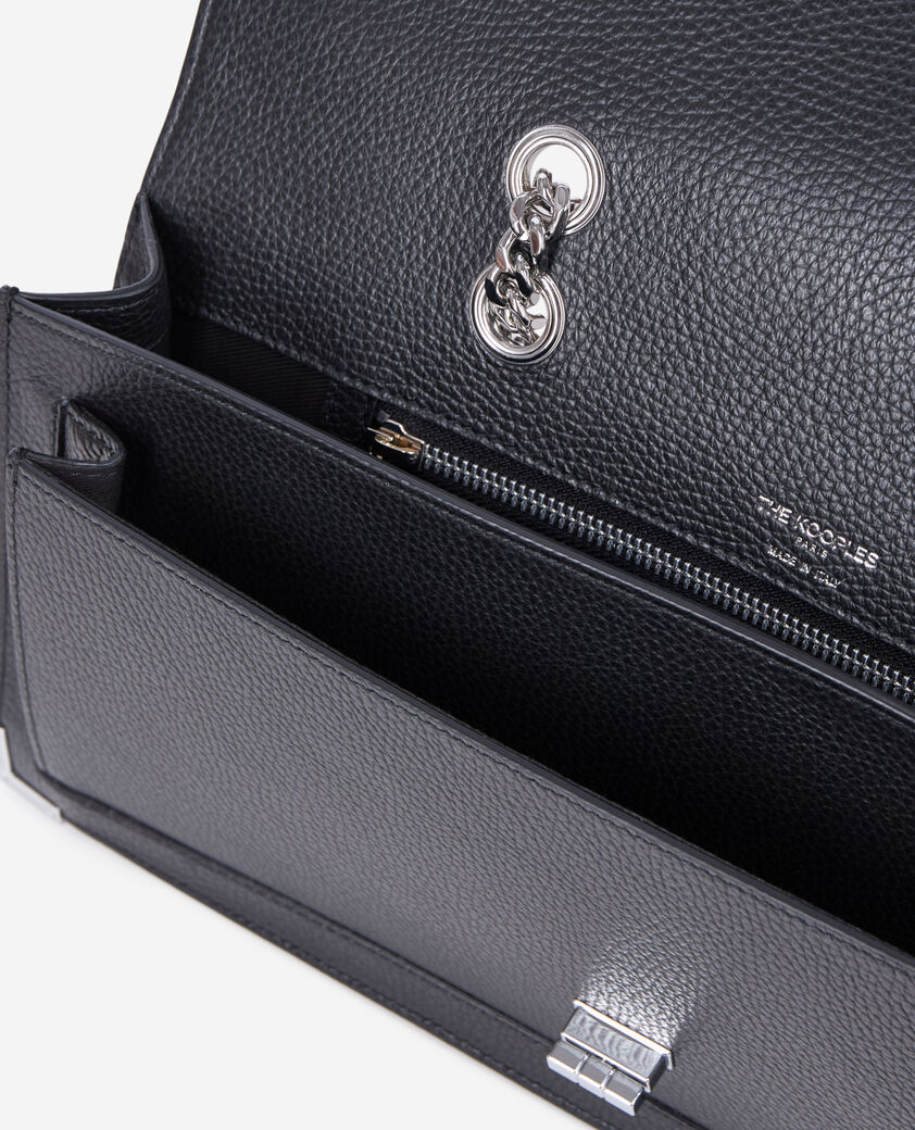 The Kooples FEMME BLACK sac emily long en cuir noir 