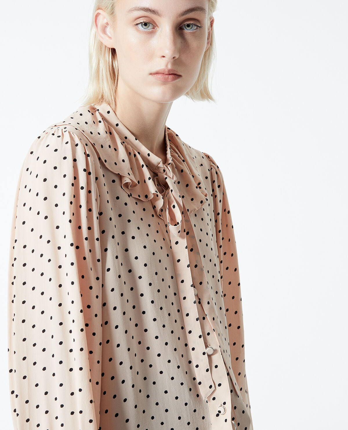 Camisa rosa volantes estampado lunares The Kooples Espa a