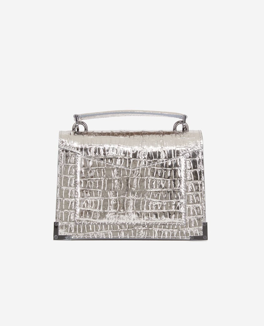 The Kooples DAMEN ANTIC SILVER emily – kleine silberne ledertasche mit krokodileffekt