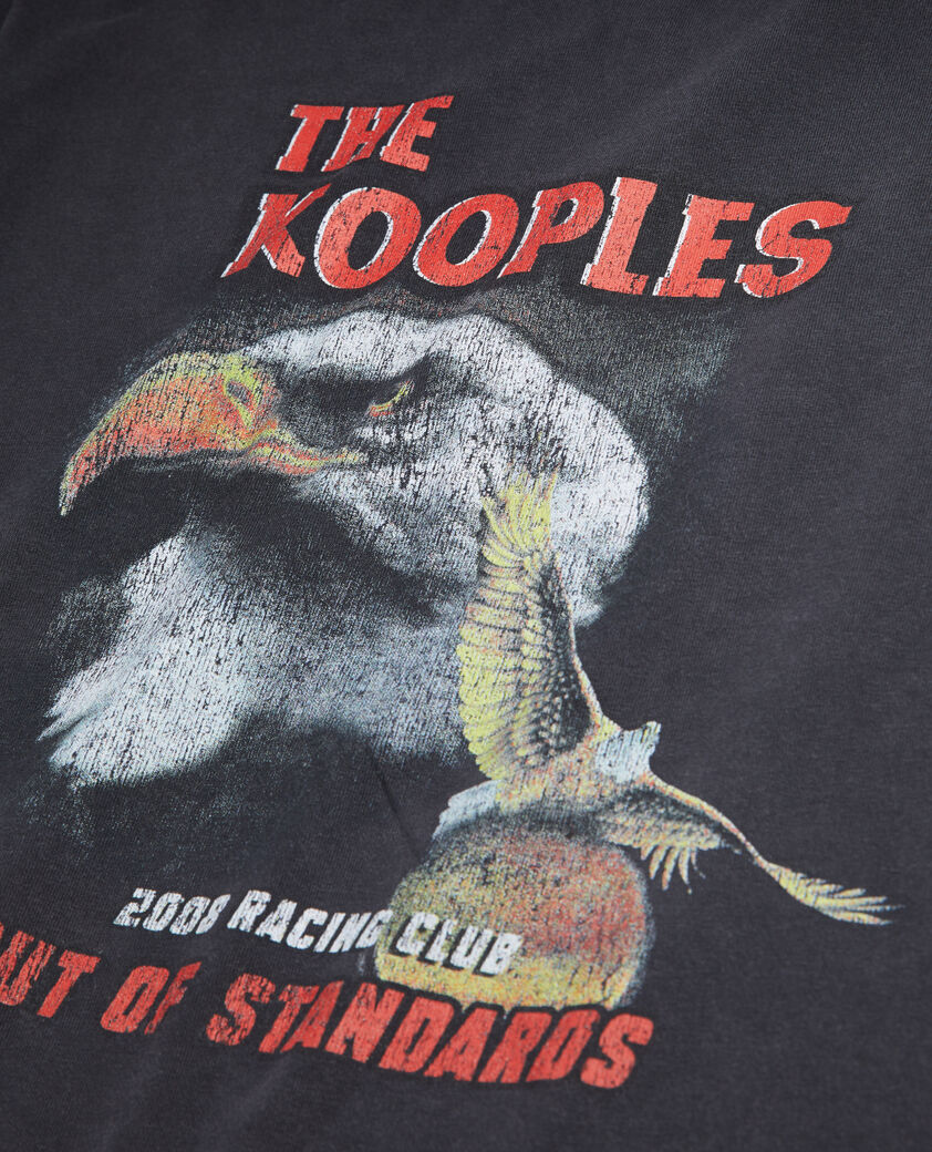 The Kooples HERREN BLACK WASHED schwarzes t-shirt mit „eagle“-siebdruck