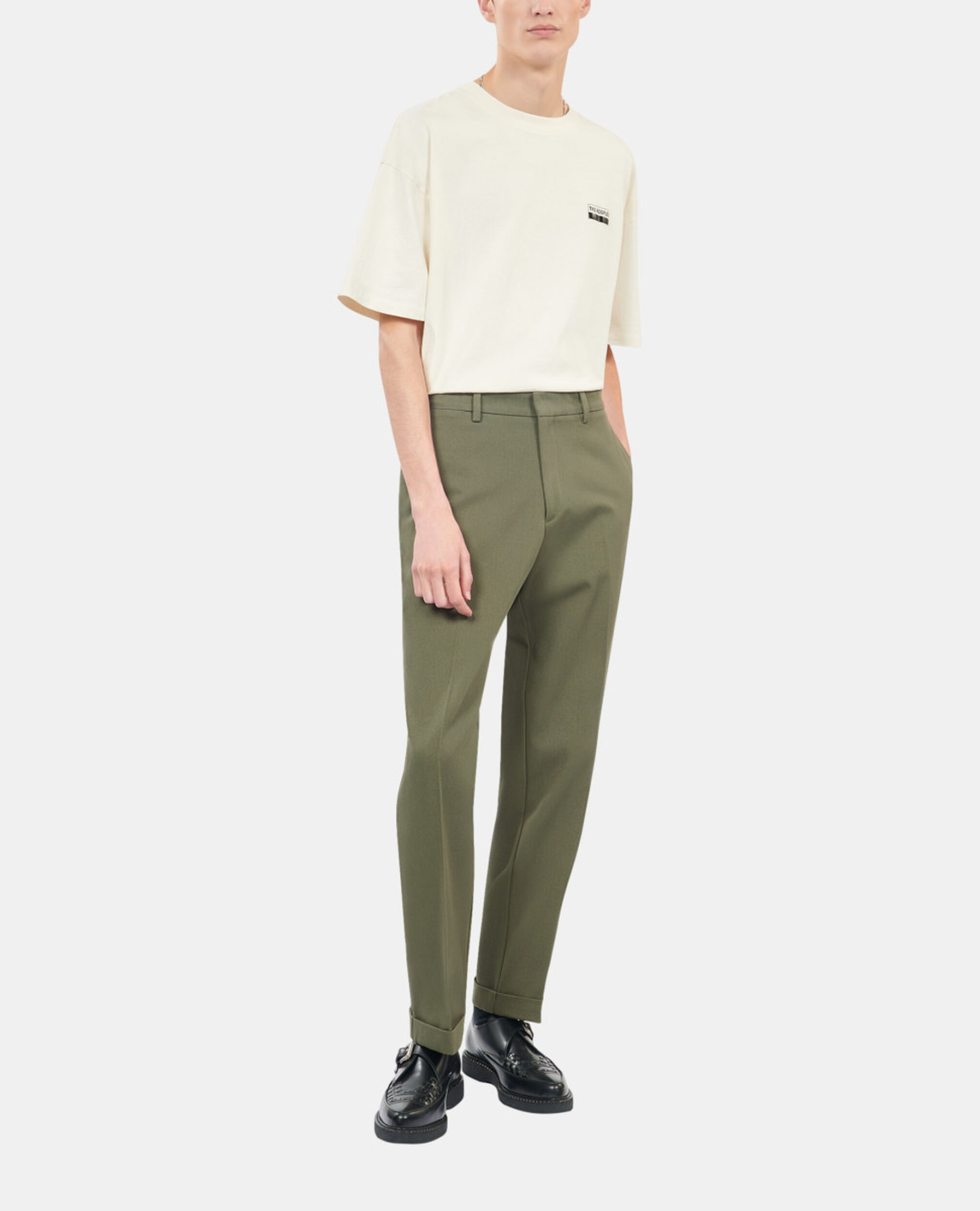 Khaki cotton trousers, OLIVE NIGHT, hi-res image number null