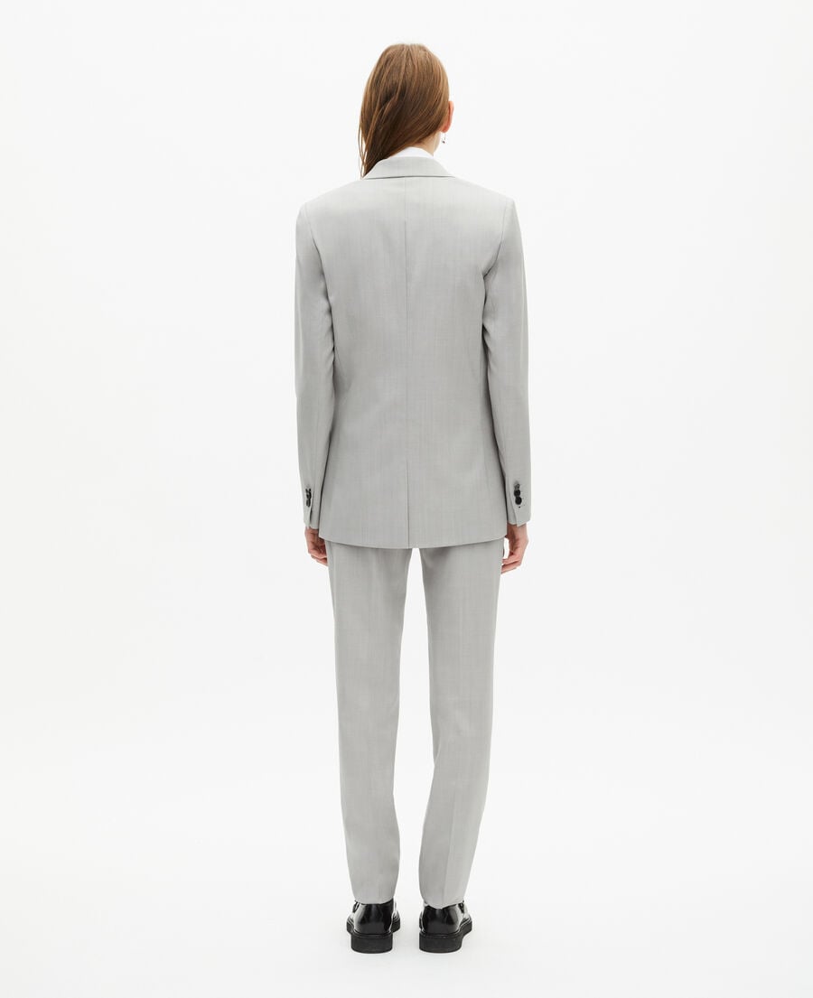 The Kooples FEMME BEIGE veste tailleur simple boutonnage grise