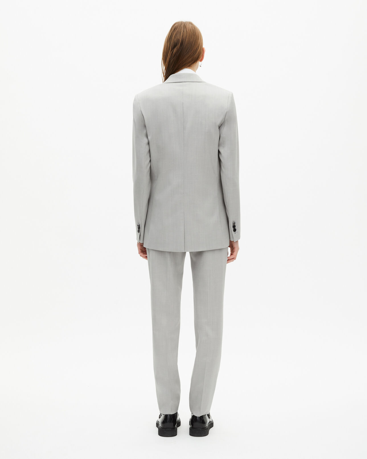 The Kooples WOMEN BEIGE grey single-breasted suit jacket