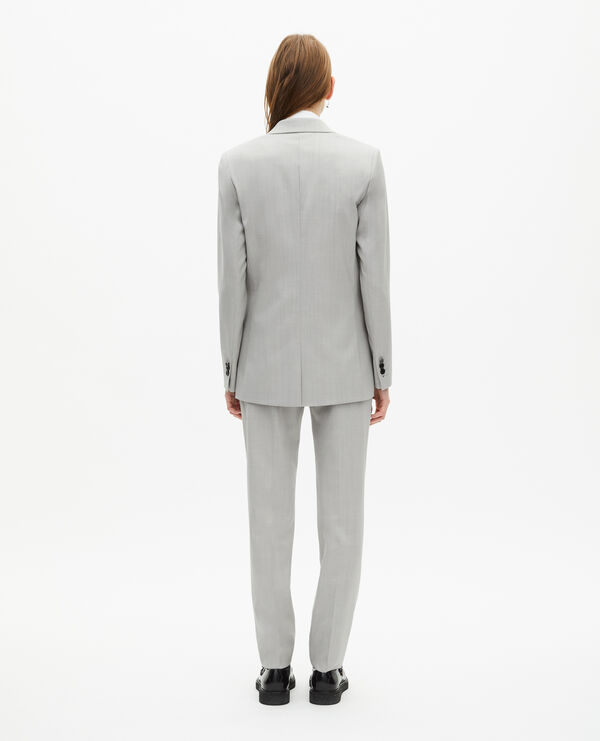 The Kooples FEMME BEIGE veste tailleur simple boutonnage grise