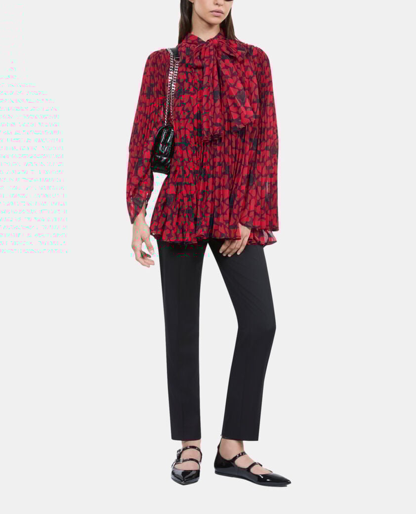 The Kooples FEMME BLACK - RED top plissé imprimé cœurs