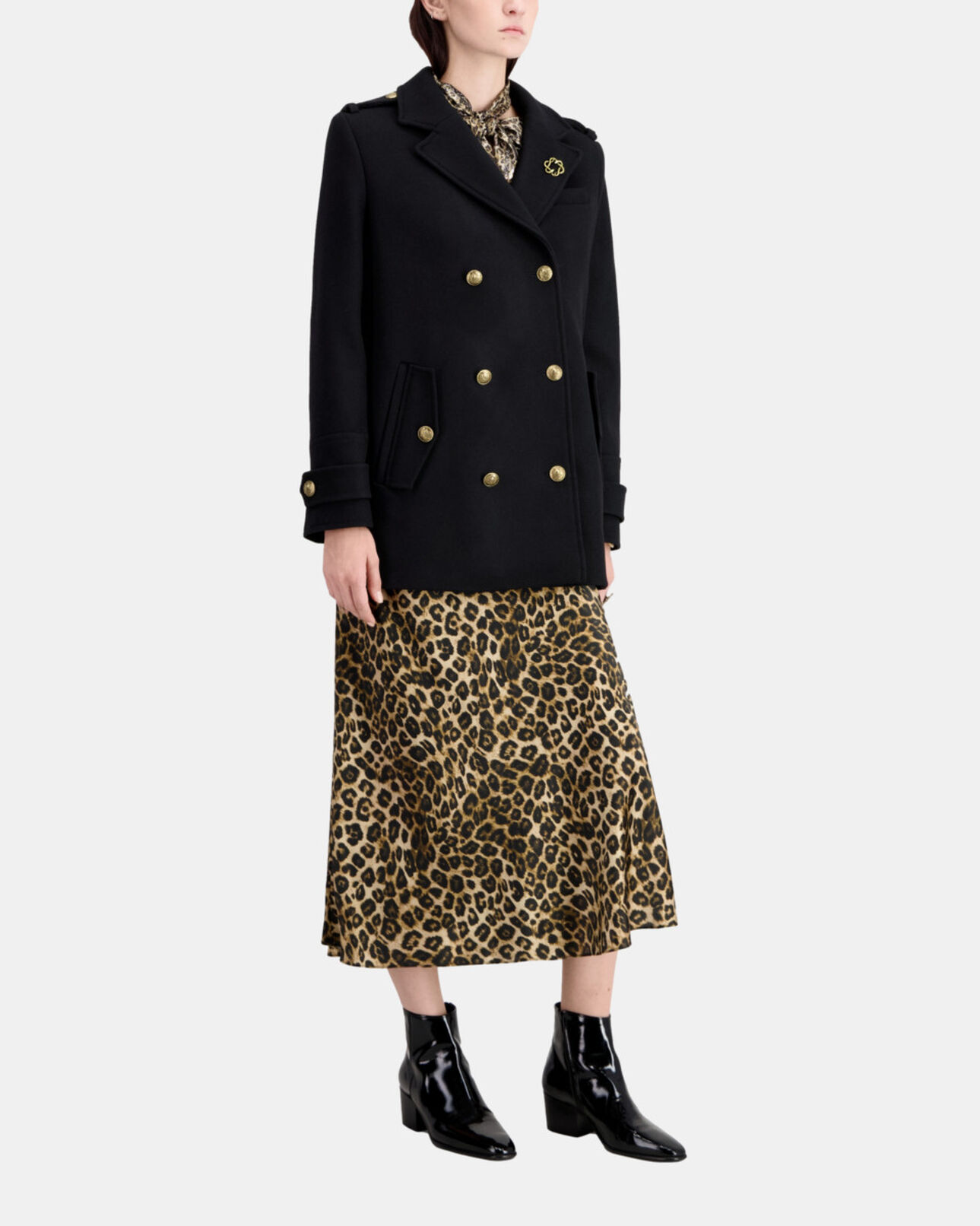 The Kooples WOMEN BLACK black wool-blend pea coat