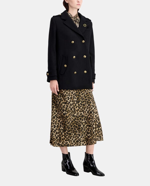 The Kooples FEMME BLACK caban noir en laine mélangée