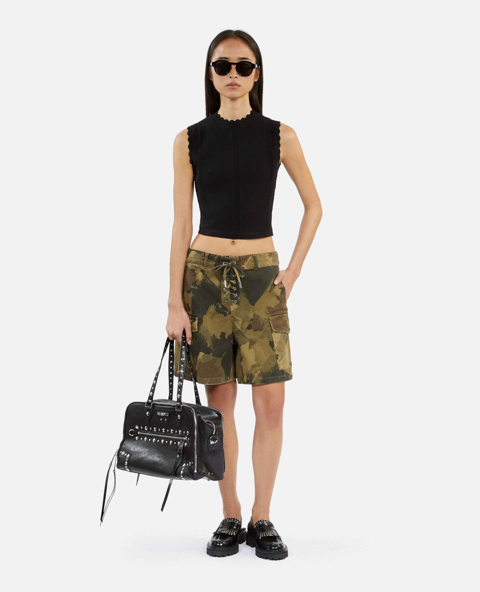 Top cropped negro punto, BLACK, hi-res image number null