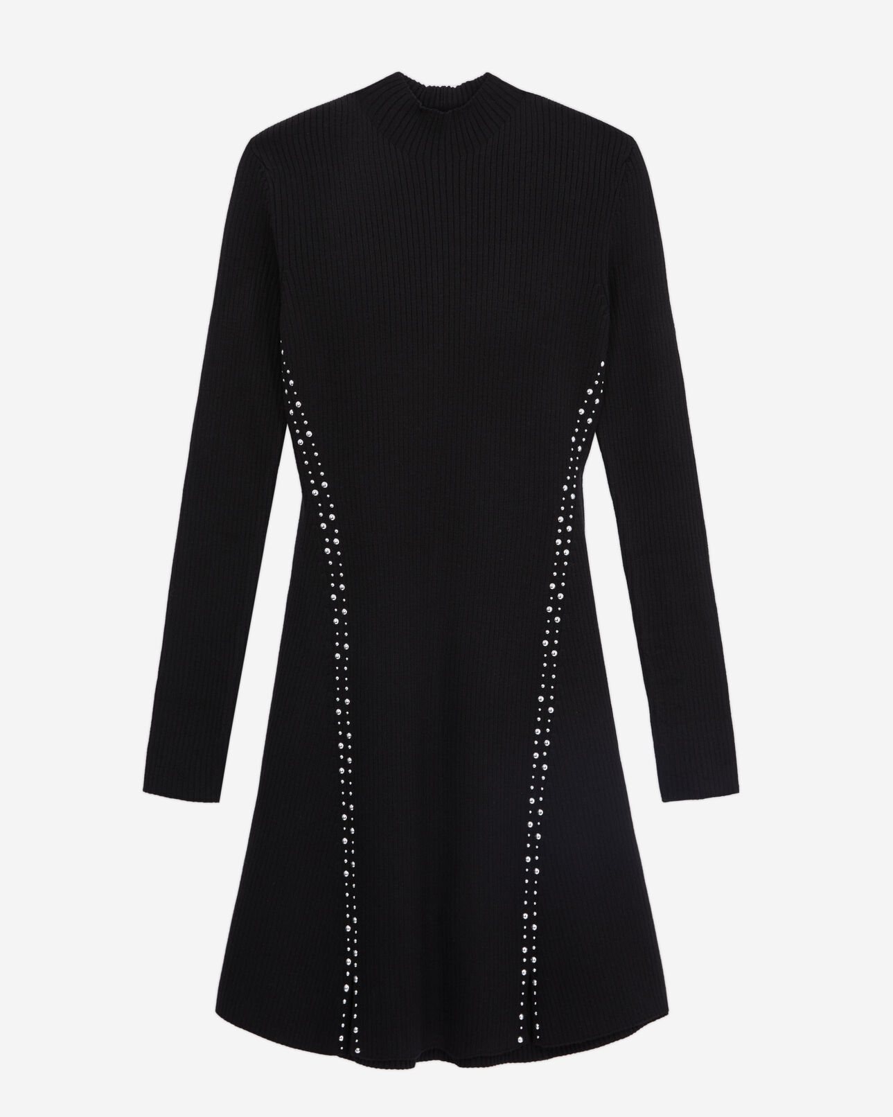 The Kooples DAMEN BLACK schwarzes kurzes strickkleid mit nieten