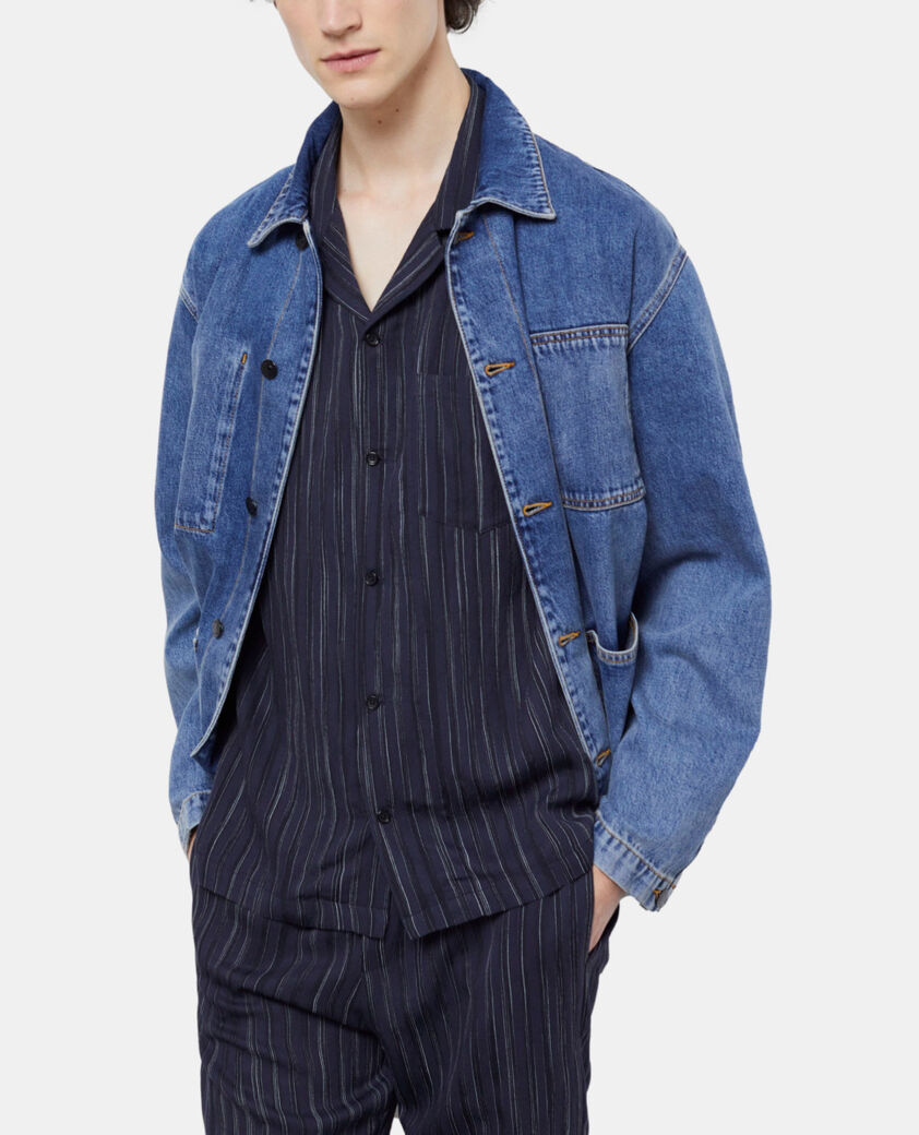 The Kooples H DARK NAVY-ECRU navy blue striped shirt