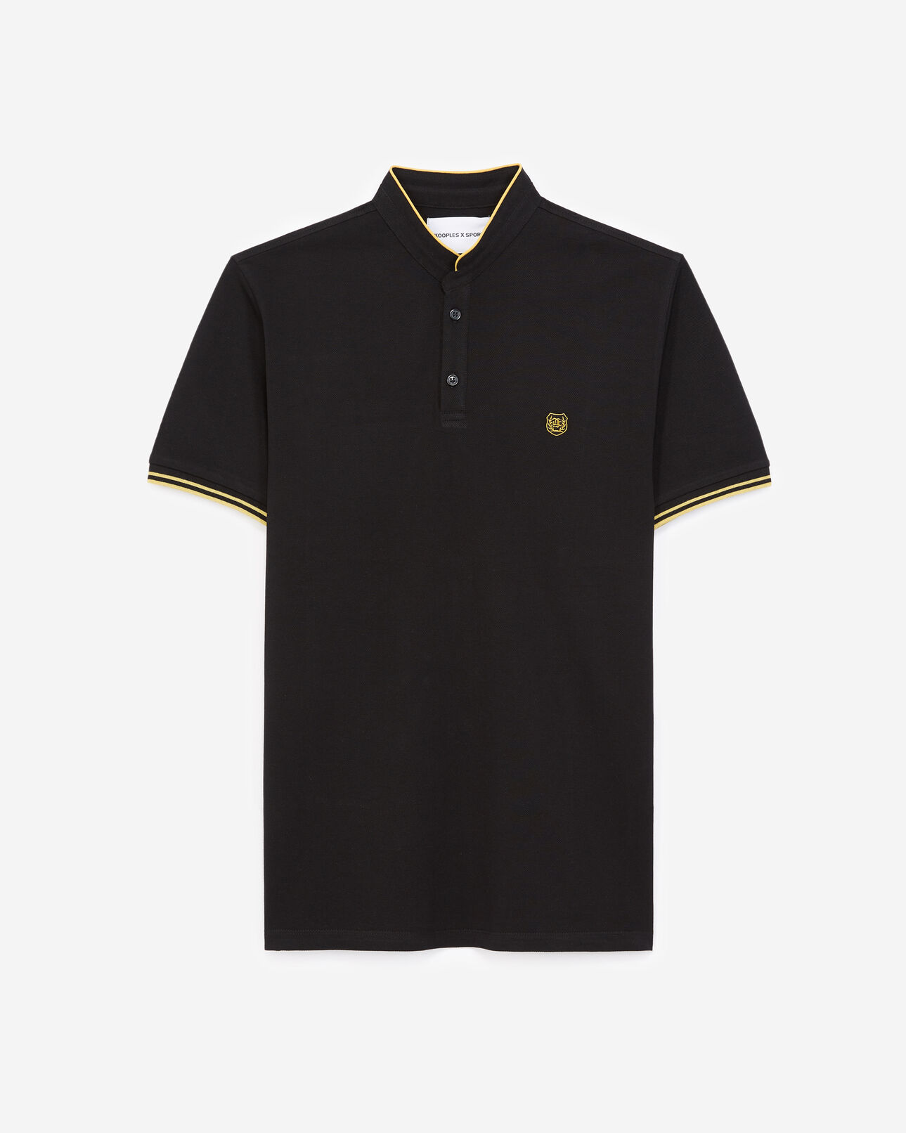 The Kooples HOMBRE BLACK / OLD GOLD camisa polo algodón negra ribete dorado