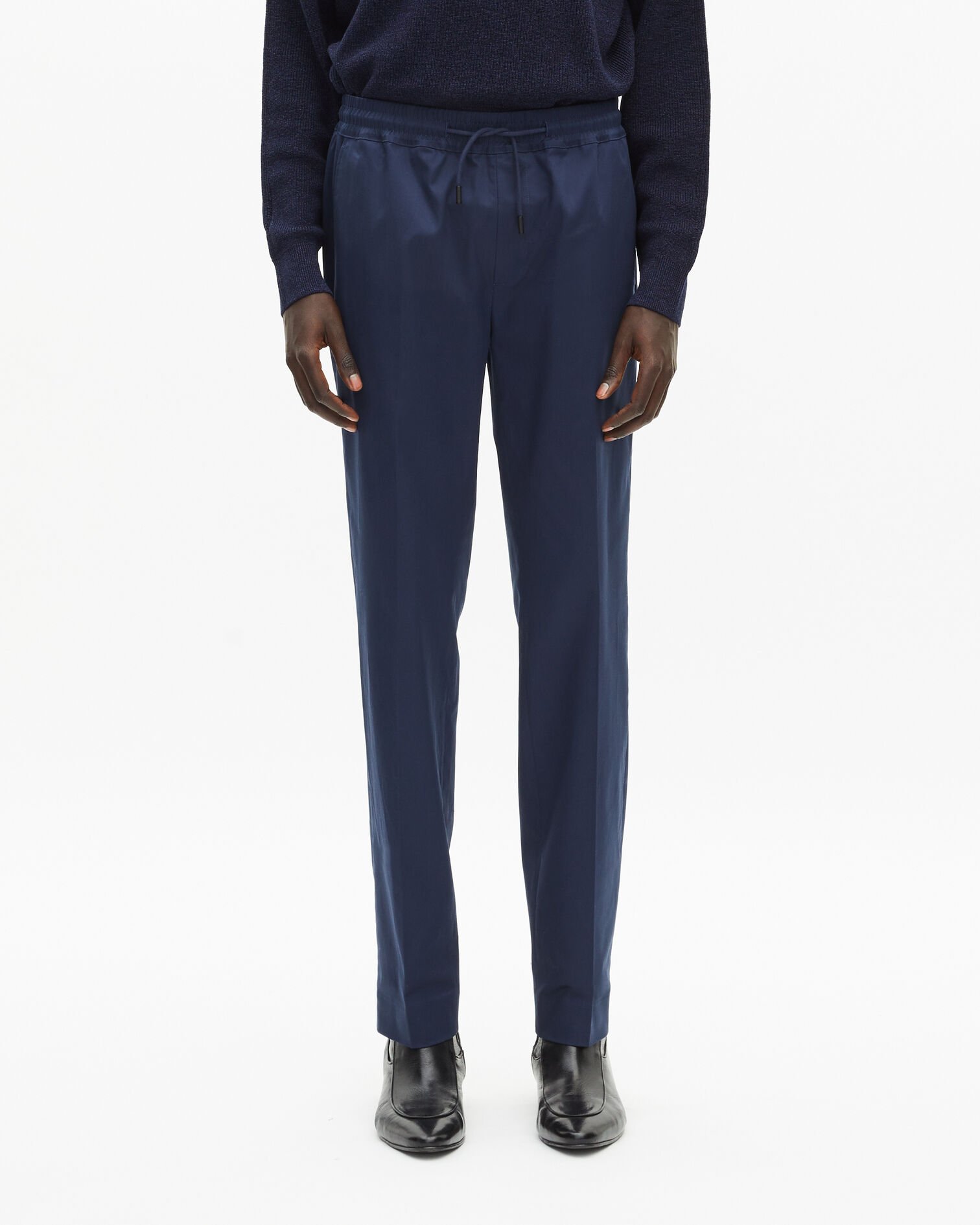 Navy straight-leg pants, NAVY, hi-res image number null