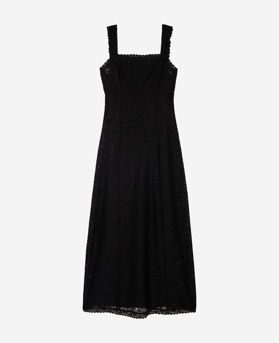 The Kooples DAMEN BLACK langes kleid aus schwarzer spitze