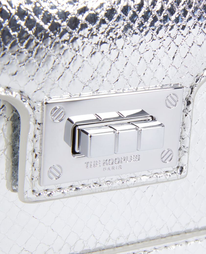The Kooples WOMEN ANTIC SILVER emily chain bag in silver python-effect leather