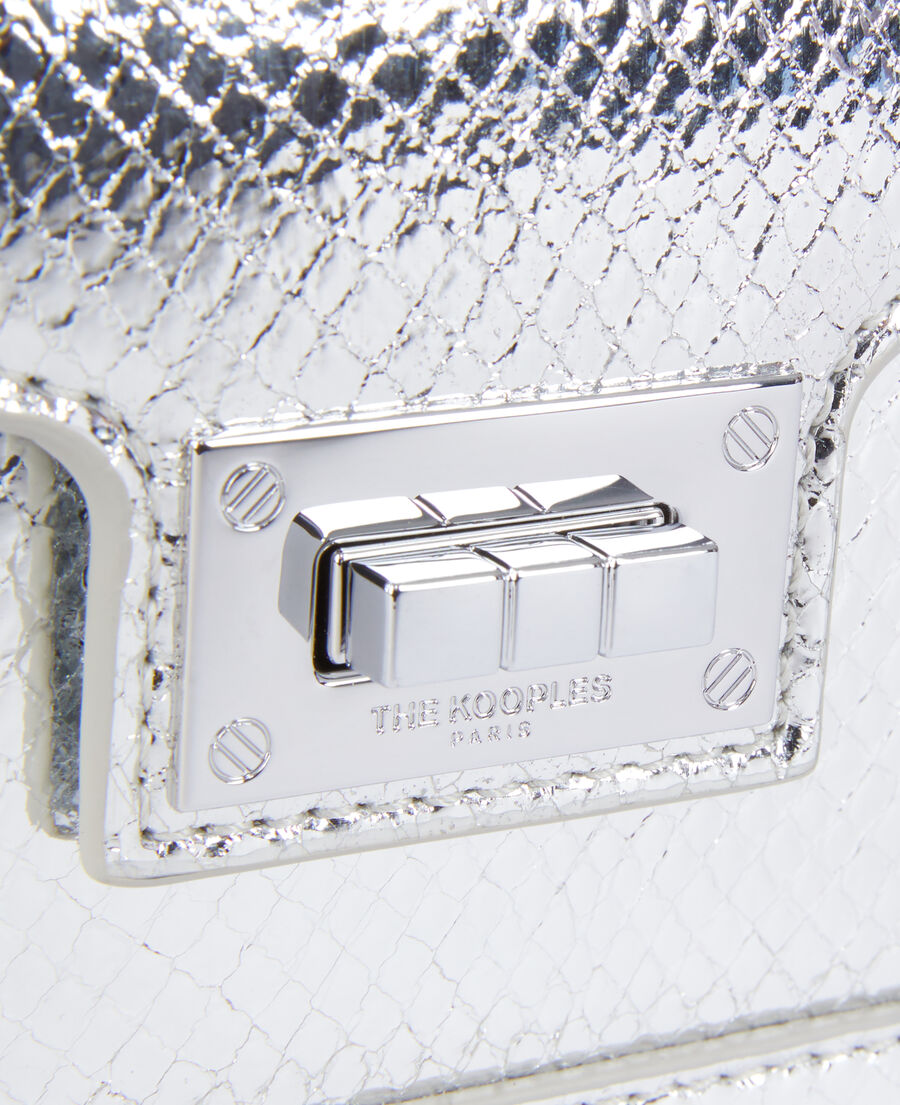 The Kooples WOMEN ANTIC SILVER emily chain bag in silver python-effect leather