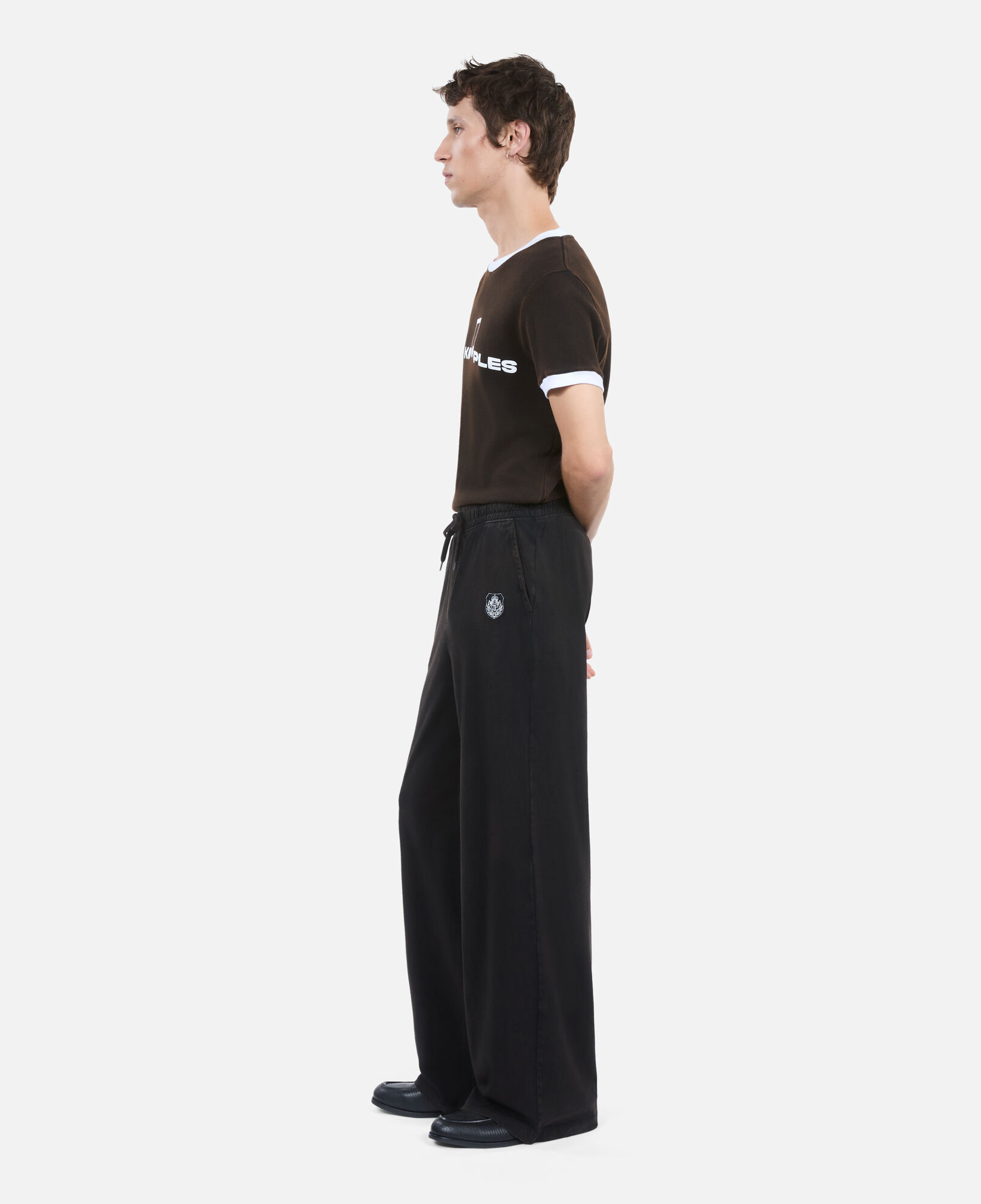 The Kooples MEN BLACK WASHED black blazon tracksuit trousers