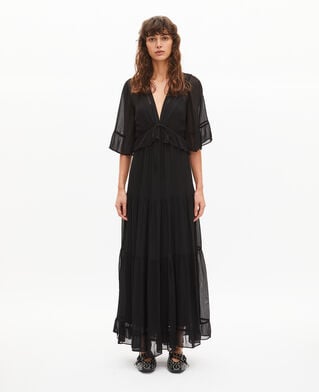 The Kooples F BLACK black ruffled maxi dress