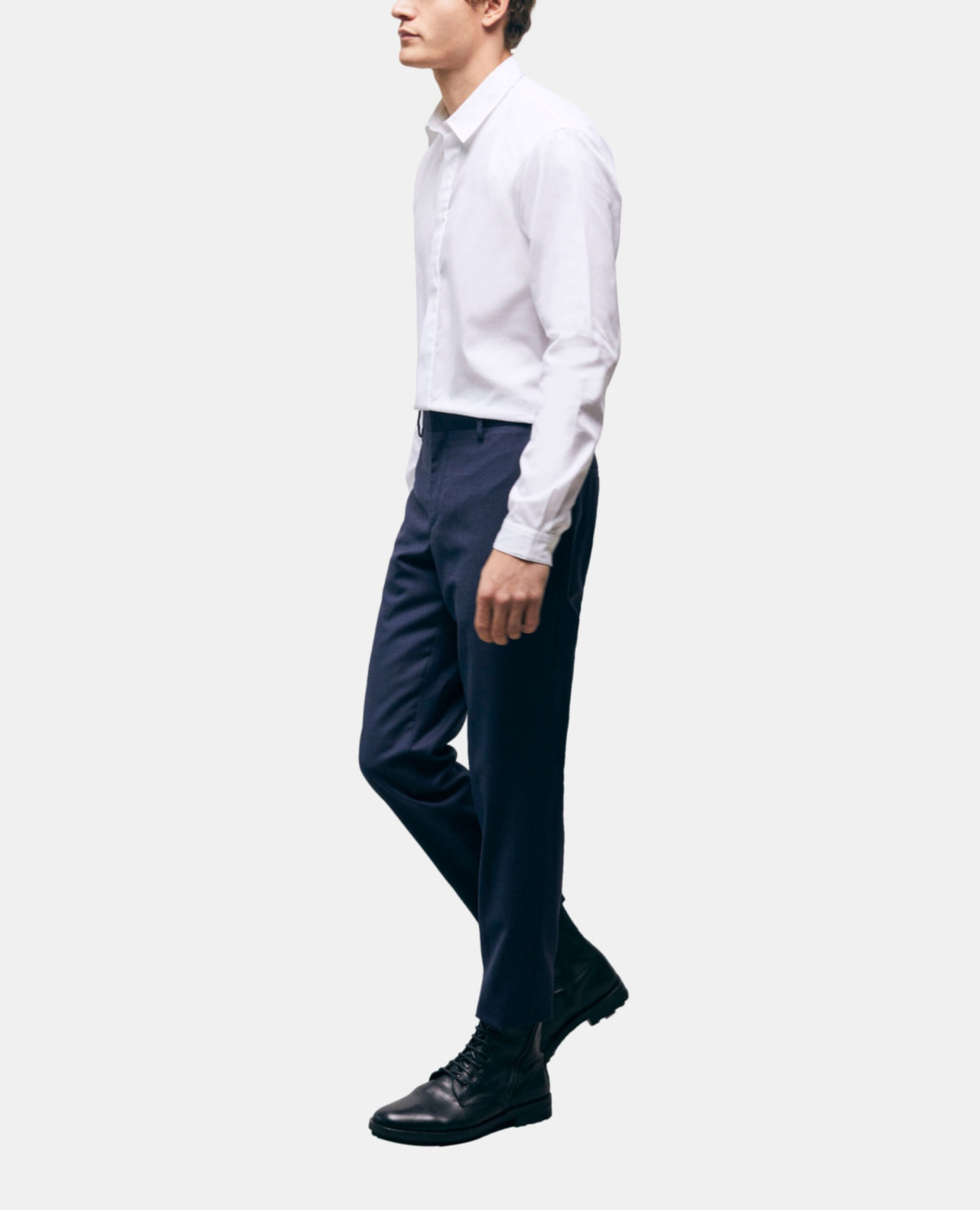 Navy blue wool suit pants, NAVY, hi-res image number null