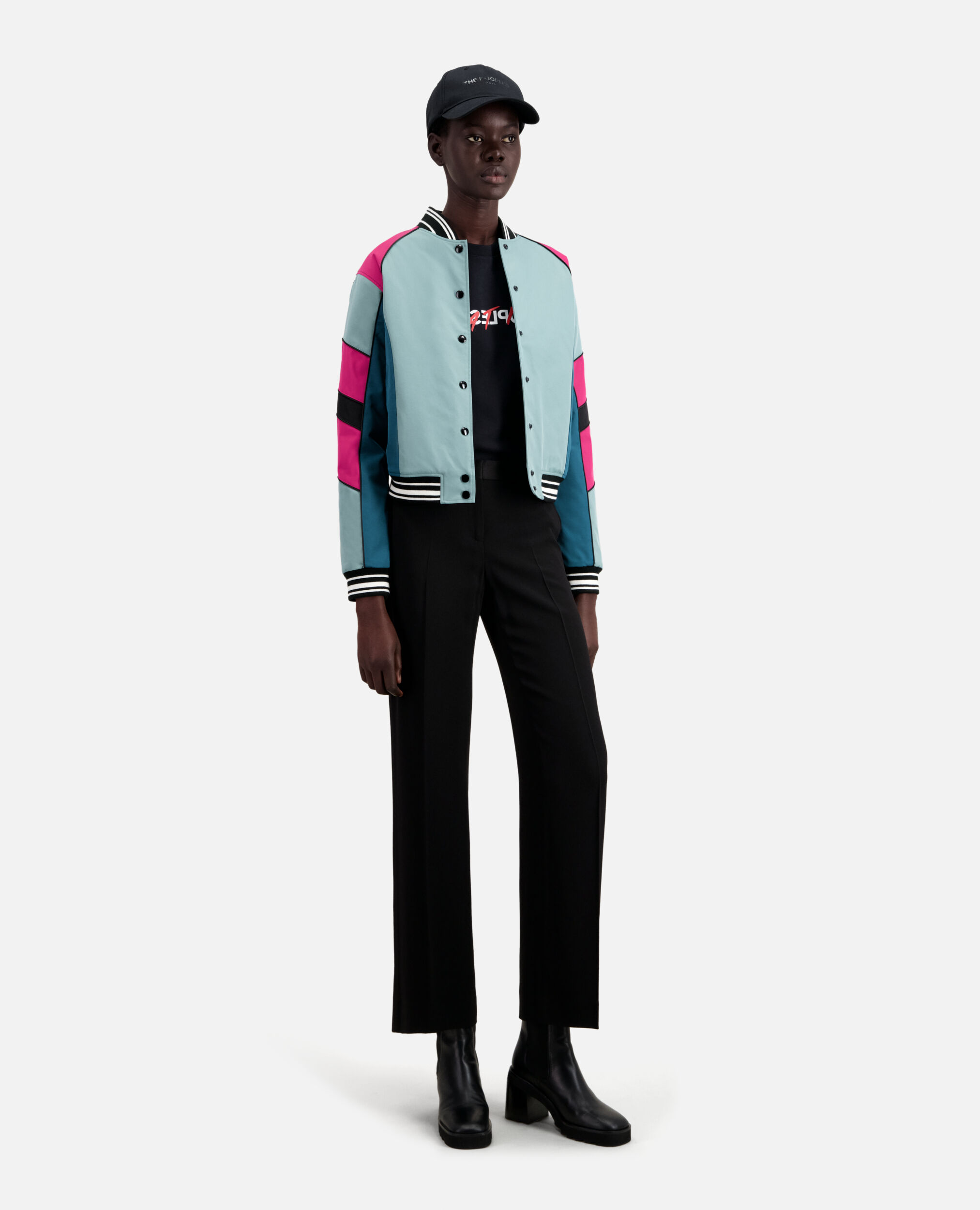 Short jacket with multicoloured patchwork, CELADON, hi-res image number null