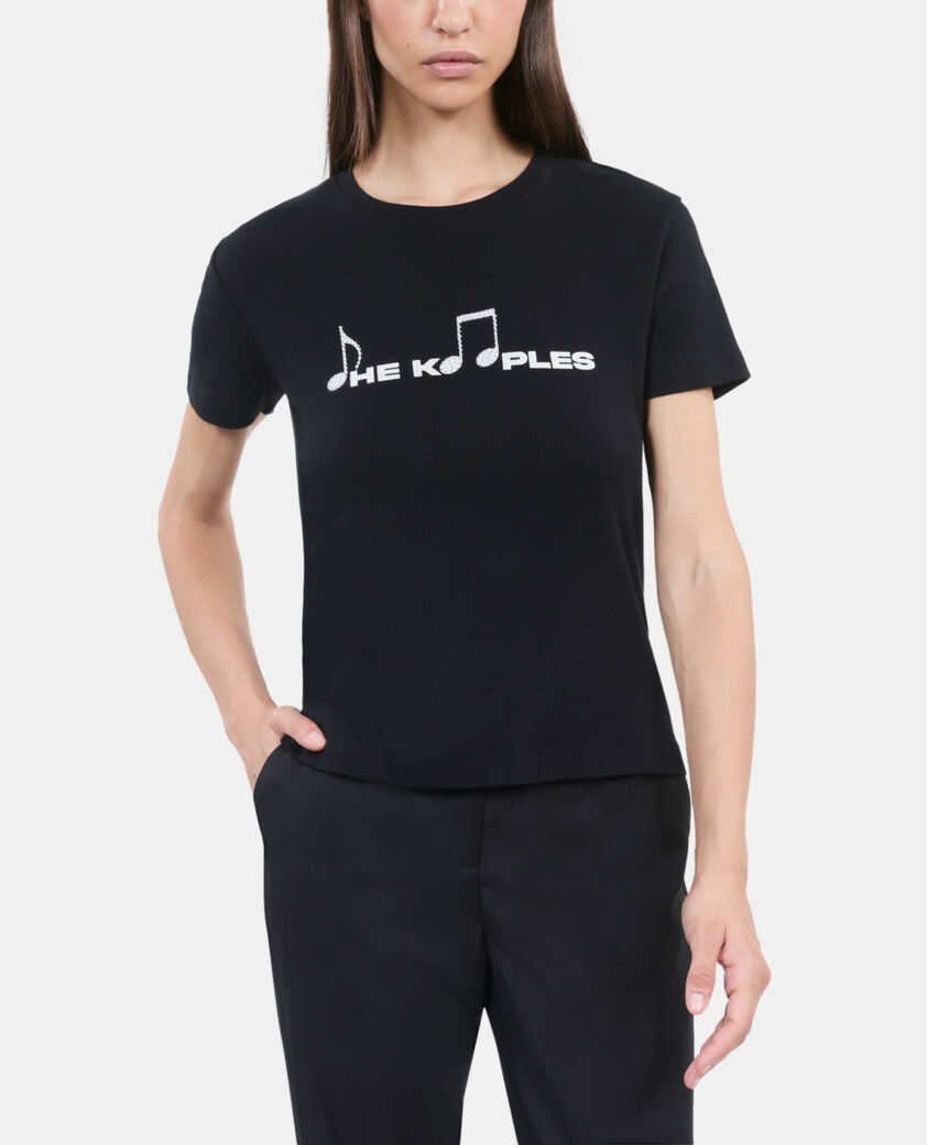 The Kooples FEMME BLACK WASHED t-shirt à sérigraphie noir