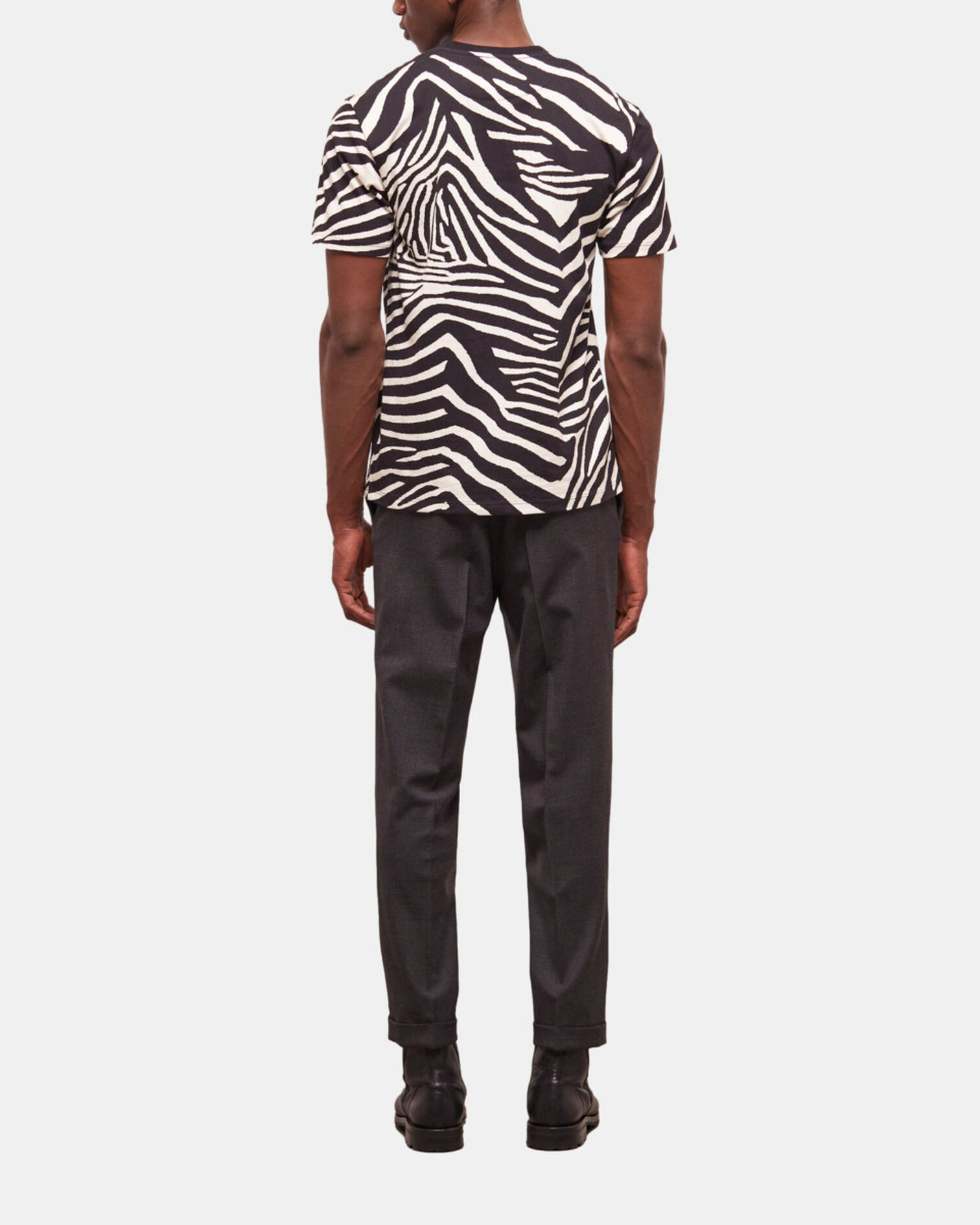 Men's zebra print t-shirt, BLACK / WHITE, hi-res image number null