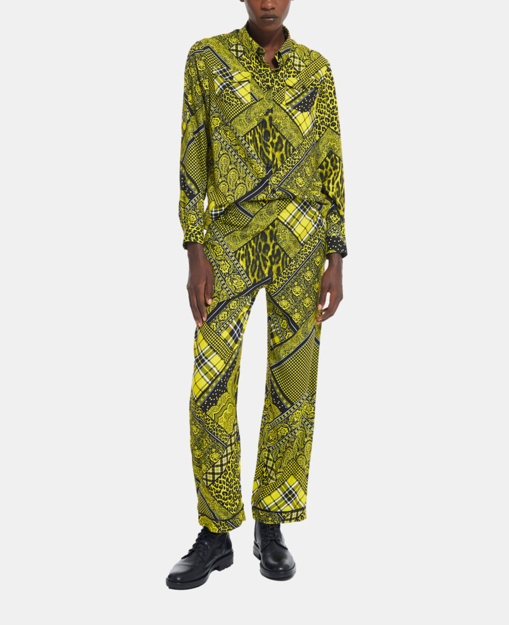 The Kooples WOMEN BLACK / YELLOW printed shirt