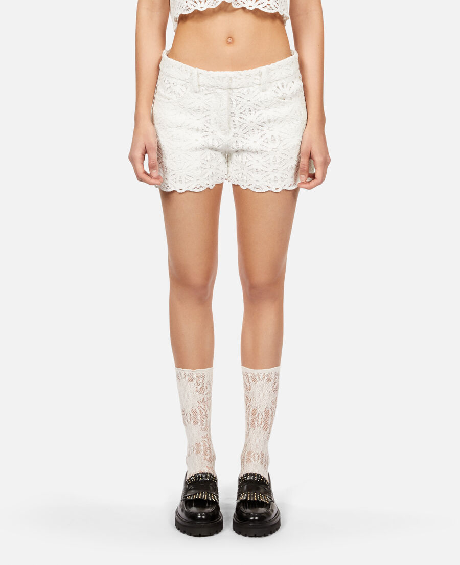 white guipure shorts