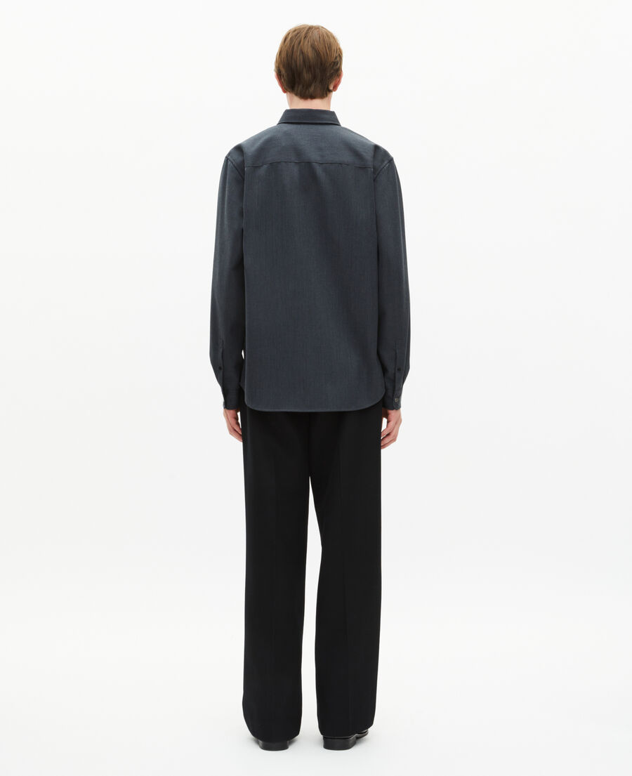 The Kooples MEN ANTHRACITE dark gray wool blend shirt with tie