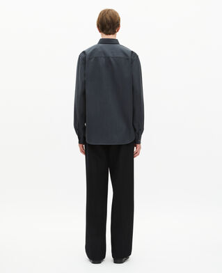 The Kooples MEN ANTHRACITE dark gray wool blend shirt with tie